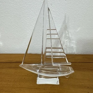 JG Durand Crystal Sailboat Scupture Figurine Nautical 8.5” Tall - Picture 1 of 8