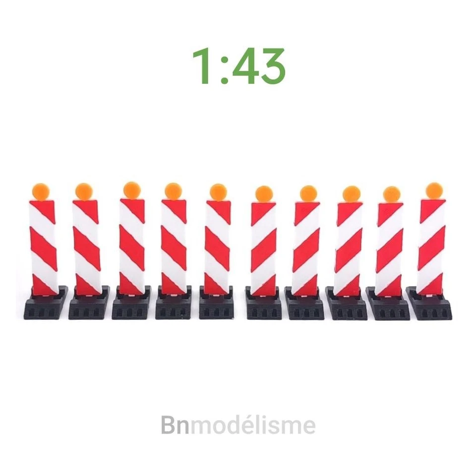 Lot 10 Balises Temporaires 1/43 Décor Diorama Chantier Route Camion Travaux - Imagen 1 de 1