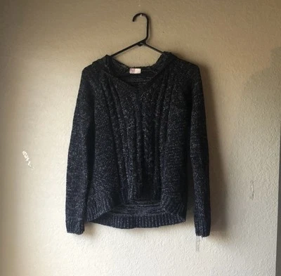 SO Suéter Para Mujer Y2K Negro Cuello en V Informal Tejido Suéter con Capucha Juniors Pequeño Foto 1 de 4