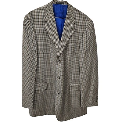 Pierre Cardin 100% Wool Plaid Single Breasted Blazer Gray Men's 42 Large Office - Image 1 of 4