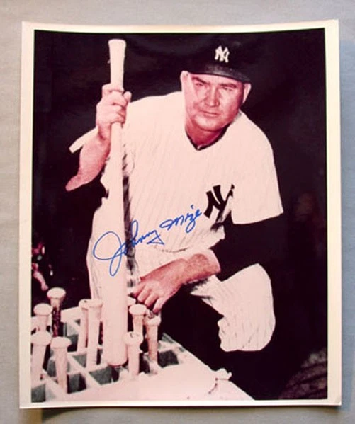 Original MLB HOF Johnny Mize New York Giants  Signed Baseball  Photo # 2 - Image 1 of 1