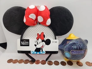 Minnie Maus Ohren rot gepunktet Schleife Stirnband & Disney Wish Mystery PLÜSCH neu Posten - Bild 1 von 8