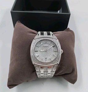 Bulova Phantom Herren 582 Silber Swarovski Kristalle Stahl Uhr 96B296 (#E2-A4) - Bild 1 von 10
