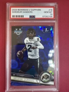 Shedeur Sanders PSA 10 2023 Bowman U 1st Blue Sapphire (RC, Rookie, NFL, SP) - Picture 1 of 3