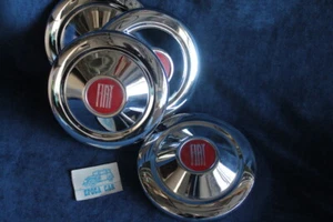 FIAT 850 BERLINA COPPA RUOTA FUORISERIE CROMATO SET 4 PEZZI  HUBCAP WHEELS NOS - Foto 1 di 3