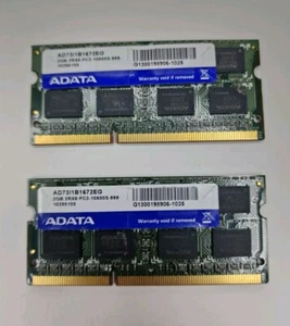 2X SCHEDA RAM 2GB ADATA AD73I1B1672EG PC3-10600S-999 DDR3 -1333MHz SODIMM  - Imagen 1 de 2