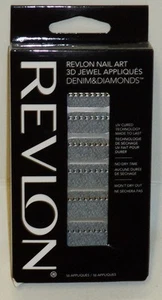 Revlon Nail Art 3D Jewel Appliques DENIM & DIAMOND UV Cured No Dry Time 18ct NIP - Picture 1 of 1