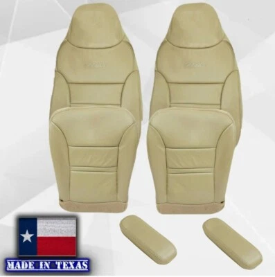Ford Excursion Limited 2000 2001 cuero genuino cubiertas de asiento delanteras nuevas tostadas Foto 1 de 4