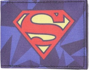 Superman Blue & Red Logo Canvas Bifold Wallet - Picture 1 of 2