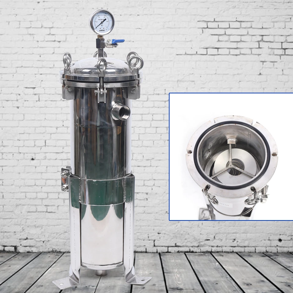 #4 Bag Filter Housing In/Out Flat Plate Lid Stainless Steel 167mm Diameter150Psi - Image 1 of 4