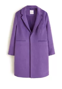ABRIGO Largo Medio MANGO MNG VIOLETA Orquídea Púrpura|Un Botón Excelente Estado Talla XXL - Imagen 1 de 14