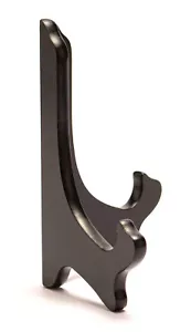 Supporto per display in legno nero medio, cerniere in ottone: targa immagine piastra - Foto 1 di 3