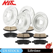 Front & Rear Drilled&Slotted Disc Brake Rotors+Pads for 03-05 Infiniti G35 350Z