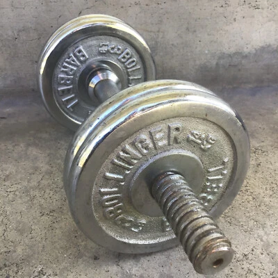 12lb Bollinger Barbell Four 3lb Standard Threaded Weight Plates CHROME with Bar - Image 1 of 4