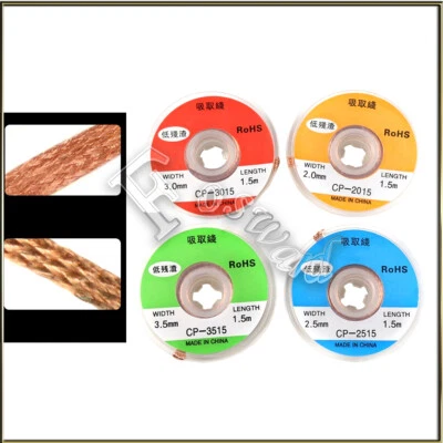 1.5/2/2.5/3/3.5MM 1.5M DESOLDERING BRAID SOLDER REMOVER COPPER WICK WIRE REPAIR - Image 1 of 2