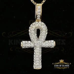 Yellow 925 Mens ANKH Sterling Silver Shape Pendant with 0.82ct Cubic Zirconia - Picture 1 of 11
