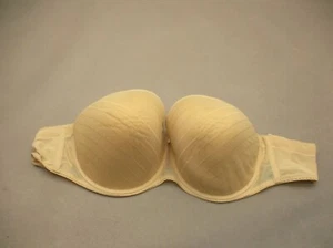 38I Freya Womens Beige Mesh Lined Underwire Back Closure Strapless Bra 4F - Picture 1 of 8