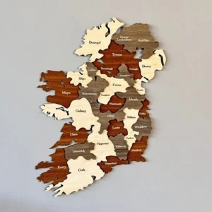 3D Wooden Ireland Map Wall Art Dublin Travel Souvenir Home Office Decor Gift - Bild 1 von 10
