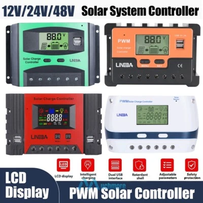 5200W PWM Solarladeregler 100A 12V 24V 48V USB Batterie PV Regler Auto - Bild 1 von 4