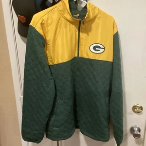 Green Bay Packers GIII 1/4 Zip Jacket Green& Gold Yellow Mens Size LG NWT $59 - Picture 1 of 4