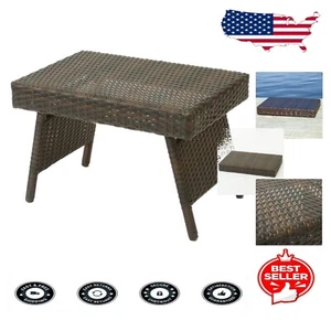 Stylish Brown Wicker Folding Table - Ideal Addition to Your Outdoor Setup - Picture 1 of 6