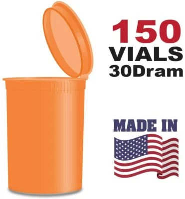 W GALLERY 150 Mango Vials - 30 DRAM Pop Top Bottle - Smell Proof Containers