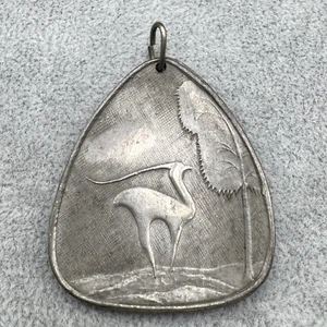Vintage Pewter Pendant Deer Nature Landscape Made in Norway Norwegian Curve 2" - Picture 1 of 19