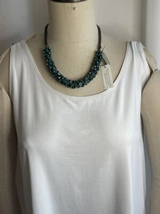 CHICO'S Jewelry DANA CONVERTIBLE Slide Snake Chain Teal Rhinestone Necklace NWT - Picture 1 of 9