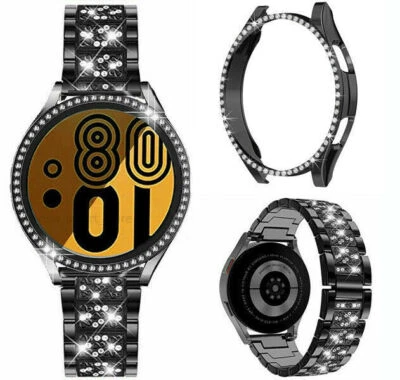 Correa de metal brillante + funda de diamante para reloj Samsung Galaxy 3/4/5/6/7/FE 40/44 mm Foto 1 de 4