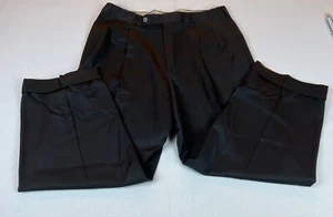 Brooks Brothers Dress Pants Men's Size 35x26 Black 100% Wool Pleated Front - Picture 1 of 7