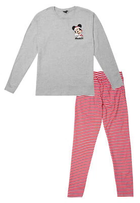 Mickey Mouse Schlafanzug für Männer XMAS Pyjama Set Langarm mit Hose Grau/Rot - Bild 1 von 4