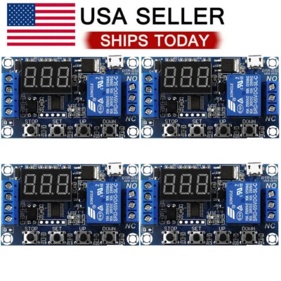 4Pcs DC 6-30V 1-Way Relay Module Power-off Trigger Delay Cycle Timer Switch US - Image 1 of 4