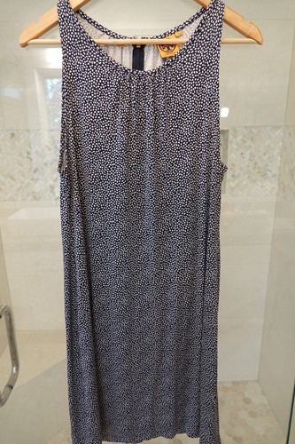 TORY BURCH Abito senza maniche in seta Grande. Navy bianco.