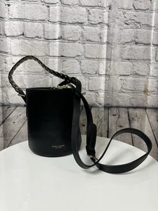 HENRI BENDEL SINGLE GOLD HANDLE BLACK LEATHER BUCKET TOTE HANDTASCHE CROSSBODY BAG - Bild 1 von 12