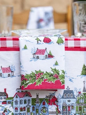 Juego de 4 servilletas victorianas de Navidad de invierno 100 % algodón April Cornell Foto 1 de 3