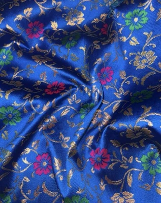 1 mtr royal blue floral banarsi brocade,jacquard fabric..50”wide (127cm) - Image 1 of 3
