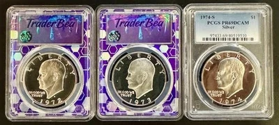 1972-S, 1973-S, 1974-S Eisenhower Silver Dollar (LOT OF 3) PR69DCAM PCGS - Image 1 of 4
