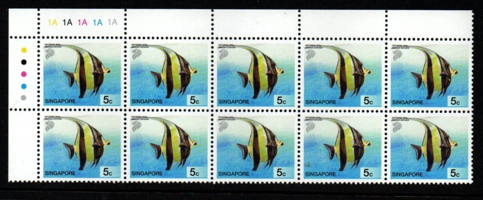 SINGAPUR SG1129 2001 22c PECES MARINOS TROPICALES EN BLOQUE DE 10 MNH Foto 1 de 1