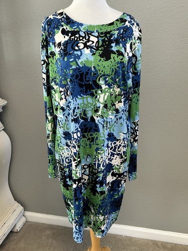 Abito Tory Burch 100% seta graffiti manica lunga multicolore leggero us intime ottimeioni co