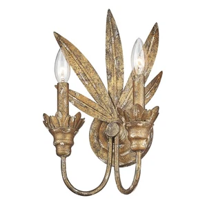 Golden Lighting 0846-2W Lillianne 2 Light 15" Tall Wall Sconce - Gold - Picture 1 of 9
