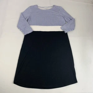J. Jill Damen Gr. XS A-Linie Kleid blau schwarz weiß Stretch 3/4 Arm Karriere - Bild 1 von 5