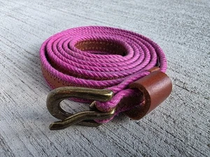 Vintage rosa genähter Ledergürtel - 45" braun Wildleder Mitte, Messingschnalle, Boho - Bild 1 von 4