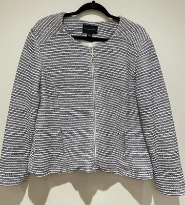 ADRIENNE VITTADINI WOMENs Size Large XL BLAZER Suit JACKET Tweed Full Zip Stripe - Image 1 of 4