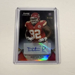 Dontari Poe RC Rookie Auto 42/50 2012 Bowman Sterling Black Refractors #34 - Imagen 1 de 2