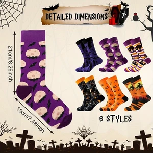 6 Pairs Halloween Christmas Socks For Men Women Girls Funny Pumkin Spider - Picture 1 of 7