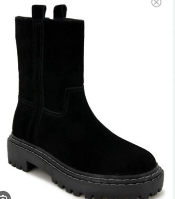 Espléndidas Botas Alexxi Negro Gamuza Cremallera Lateral Botas Moto Talla 8 ¡Nuevas! Foto 1 de 4