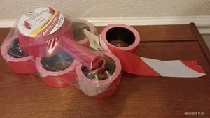 7 Seven Novap Non Adhesive Red and White Barrier Tape Rolls and Dispenser - Picture 1 of 7