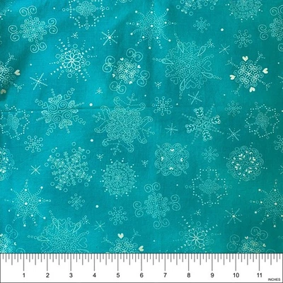 Evergreen Snowflakes by Hoffman California Cotton Fabric Quilt, Sew | one yard - Image 1 of 2