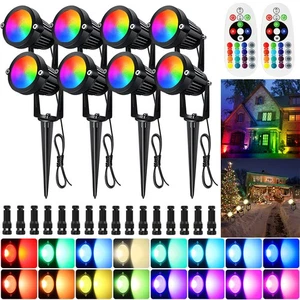 LED RGB Gartenstrahler + Erdspieß Fernbedienung IP65 Außenleuchte Gartenleuchte - Bild 1 von 17