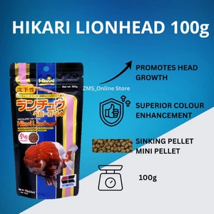 HIKARI Lionhead Mini Affondamento Pellet Pesci Rossi Mangime Alimento per Crescita Testa 2x 100g - Foto 1 di 7